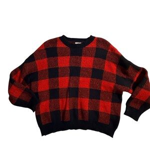 Cozy Red and Black Plaid Women's Sweater